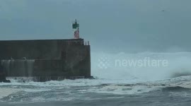 Huge Waves Batter A Guarda Harbor as Borrasca Ingrid Slams Galicia