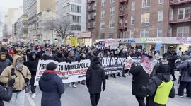 New York: Demonstrators march to decry fatal ICE shooting in Minneapolis