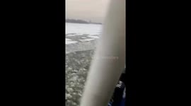 Sailors rescue exhausted dog from icy waters in Kaliningrad Oblast, Russia
