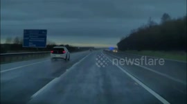 Cow crosses M6 motorway in Rochfortbridge, Ireland