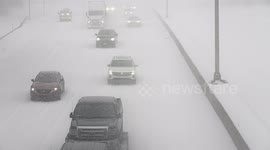 I-95 covered with snow during blizzard in Janyary 25, 2025