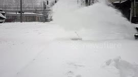 People start with cleaning during snow blizzard in Connecticut
