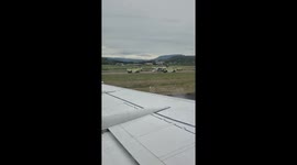 Twin-engined plane lands safely after nose gear detaches during take-off