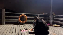 New Year firework unexpectedly ignites near woman in Zhejiang, China