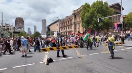 Palestine supporters chant ‘Globalise the Intifada’ at the Aboriginal ‘Invasion Day’ march, Sydney, Australia