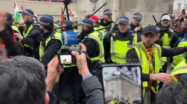 Pushing and Shoving with Police During Kurdish March on Whitehall in London