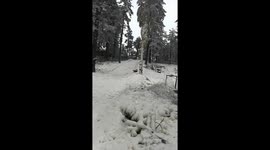 Woman’s shoe slips during snowy slide in Sichuan, China