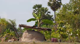 What looks like a giant kettle on the boil in the woods is pumping out steam into the atmosphere in North East Thailand.