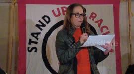 American speaker, speak up and stand up against Trump ICE a rally in Trafalgar Square, London, England