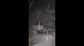 Intense overnight snowstorm blankets streets in Newton, New Jersey, USA