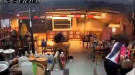 Out-of-control car crash in front of restaurant sparks panic among diners