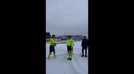 Football match postponed after heavy snow blankets stadium in Turkey