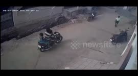 Schoolboy makes miraculous escape as electric pole collapses in India