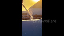 China: Soap bubbles turn to ice instantly in freezing temperatures in China