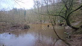 Storm Chandra, River Plym  Plym Bridge Valley Plymouth Devon