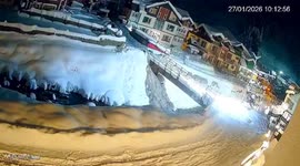 Dramatic snow avalanche caught live by CCTV footage at Sonmarg in Jammu Kashmir, India on Tuesday Night.