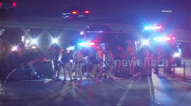 US, Los Angeles: Harbor Gateway Pursuit Ends In Rollover Crash