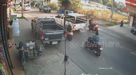 Motorist narrowly escapes being crushed by truck