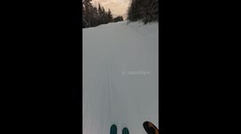 Skier's Wipeout Caught on Helmet  Cam