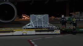 Two pandas board plane to fly back from Japan to China