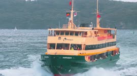 Drone captures ferry being rocked by choppy sea in Australia