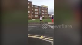 A Man Is Punched To The Floor During A Vicious Brawl Over A Can Of Beer 