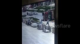 Lorry crushes BMW during nasty accident in China