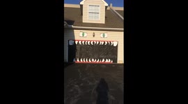 Halloween Garage Door Decoration. Contact me at Christine.marshall@comcast.net on how to make.