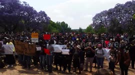 Workers and students protest against militarisation of #Wits moments after police shot and threw stun grenades @ em https://t.co/jF9yovJsiE