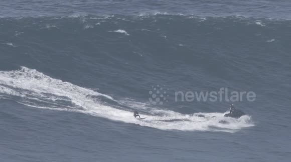 German surfer Sebastian Steudtner standsout at the first big swell of the season