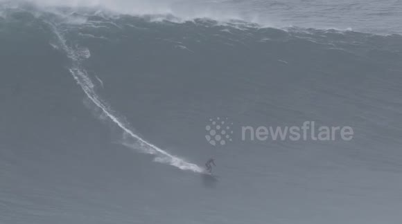 German surfer rides Nazare's first big swell of the season