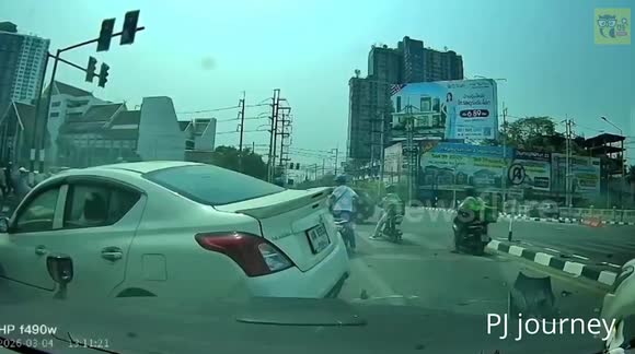 Driver crashes into row of motorcycle riders waiting at red light - Buy ...