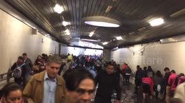 Heavy rain causes flooding in tunnel at Colombian bus station