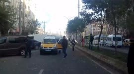 Scene of the car explosion in Diyarbakir, Turkey