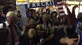 Several Anti-Trump political impersonators and fans rally moments before results and party against the Republican Party!