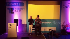 Paralysed singer Simon Kindleysides can sing standing up thanks to robotic suit