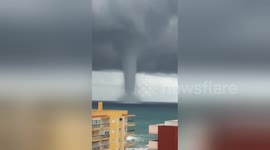 Giant waterspout 'tornado' off the coast of Valencia, Spain
