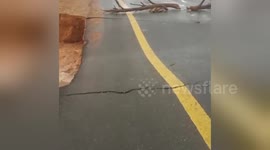 Newsflare Edit - shocking moments: road is exploded because of rain