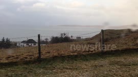 High winds and snow in Elgol, Isle of Skye