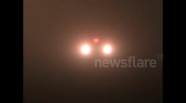 Heavy fog closed thousands of cars waiting for the traffic speed