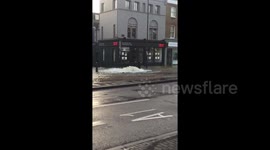 Newsflare Edit - Street in Islington flooded after burst water main