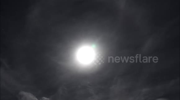 Beautiful lunar halo phenomenon