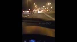 Car fire M1 J21 northbound slip road 16th Dec 2016