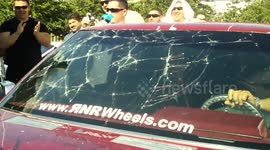 Man breaks windscreen with extremely loud bass sound