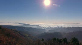  Aerial shot, gorgeous hills in the morning fog