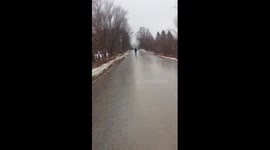 Ice Skating on the Road in Ontario, Canada