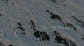 [Drone Footage] Close-up view of frozen lake | Dauphin Lake, Manitoba 