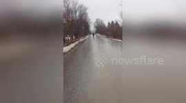 Newsflare Edit - Ice Skating on the Road in Ontario, Canada