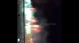 Full moon party showers of sparks burning people