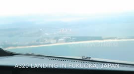 AIRPLANE LANDING IN FUKUOKA JAPAN (COCKPIT VIEW)